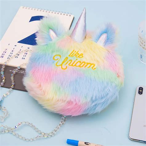 Плюшевый школьный пенал-чехол с милым единорогом, мультифункциональная ...