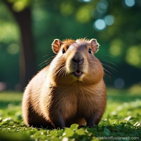 Cute Cartoon Capybara Photo Stable Diffusion Online