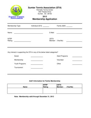 Fillable Online Sumtersc Copy Of Membership Form City Of Sumter SC