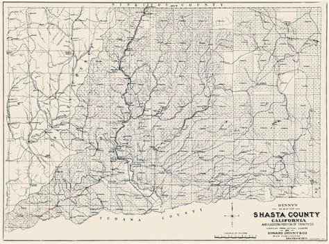 Historic County Map - Shasta County California - Denny 1904 - 31 x 23
