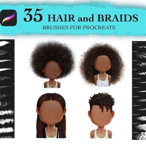 Curly Hair Brushes Procreate Braids Brushes Hair Brush Set Digital