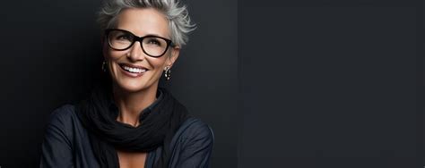 Premium Ai Image Portrait Of Happy Mature Model On Dark Background Ai Generative