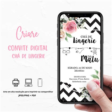 Convite Digital Chá de Lingerie Elo7 Produtos Especiais