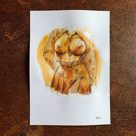 M ORIGINAL AKT Aquarell Zeichnung Erotik Frau Nackt Nude Erotic Watercolor Woman EUR