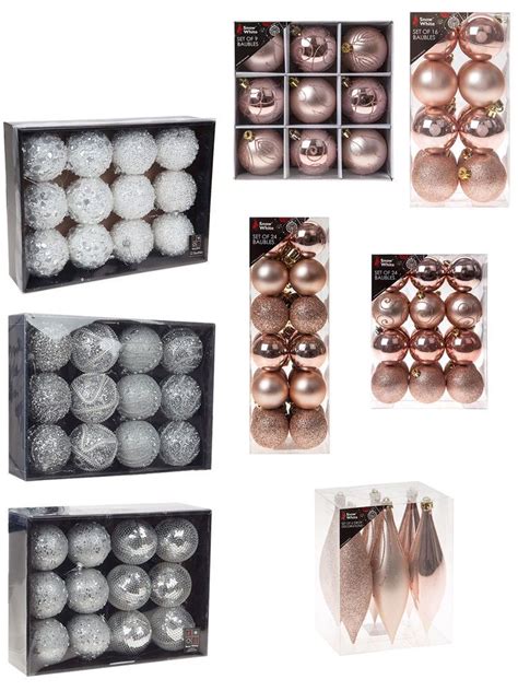 Deluxe Set Of Baubles Rose Gold Silver White Crystal Luxury Decorated Glitter Rose Gold