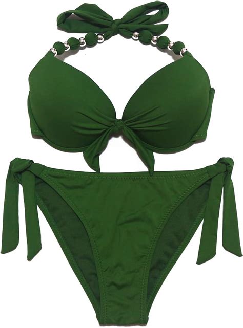 EONAR Damen Seitlich Gebunden Bikini Sets Abnehmbar Bademode Push Up Bikinioberteil Mit