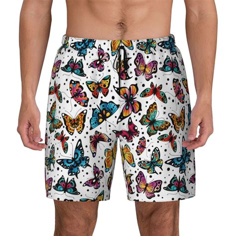 Kdxio Cute Butterfly Print Mens Swim Trunks With Compression Liner 7