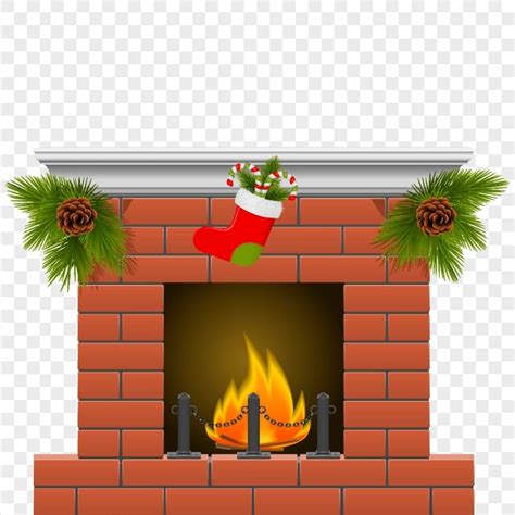 Illustration Vector Christmas Decorated Fireplace Png Citypng