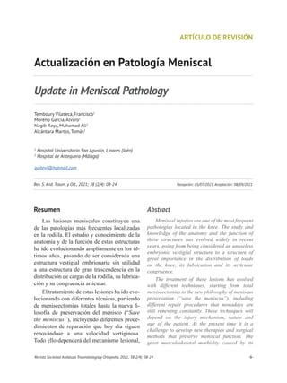 REVISTA SATO Actualización en patología meniscal pdf