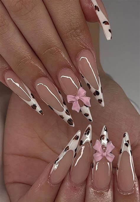 Moo Ve Over Chic Cow Print Nail Designs Stiletto French Tips With