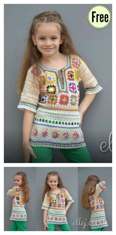 Granny Square Tunic Free Crochet Pattern And Video Tutorial An M C