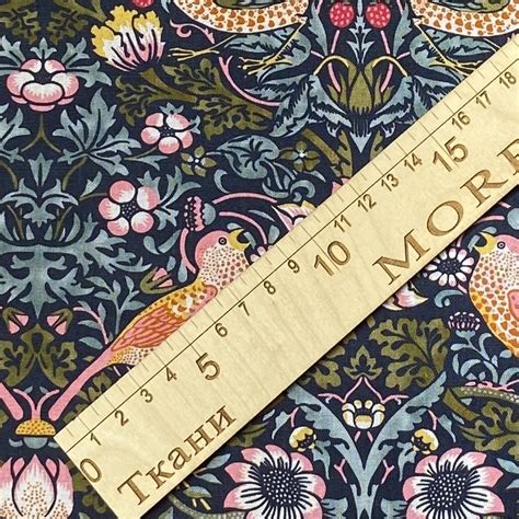 Уильям Моррис "Земляничный Воришка" на темно-зеленом100% хлопок ...