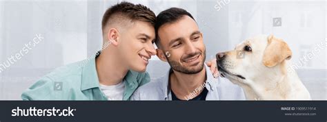 Happy Same Sex Couple Smiling Looking Shutterstock