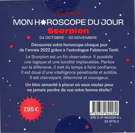 Mon Horoscope Du Jour Scorpion De Fabienne Tanti Poche Livre