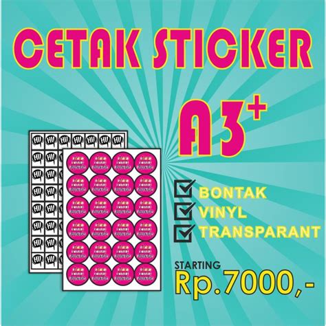 Jual STIKER ANTI AIR VINYL STIKER BONTAK MURAH STICKER JUALAN MAKANAN