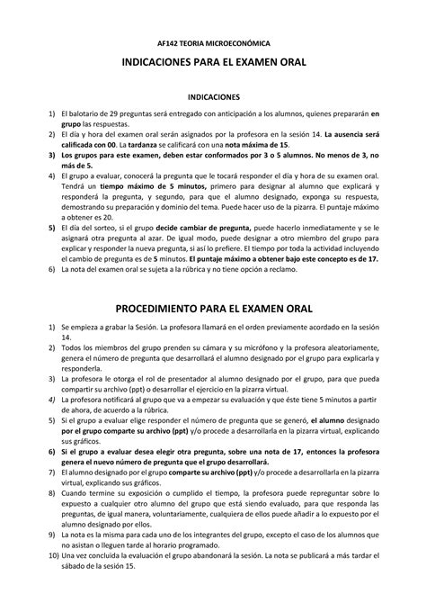 2021 2 Examen Oral Indicaciones Y Balotario AF142 TEORIA