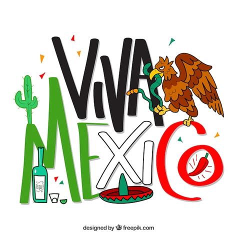 Viva mexico lettering background with eagle Vector | Free Download