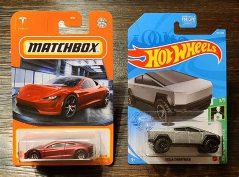 Tesla Roadster And Tesla Cybertruck Hot Wheels Matchbox Pair Car Lot