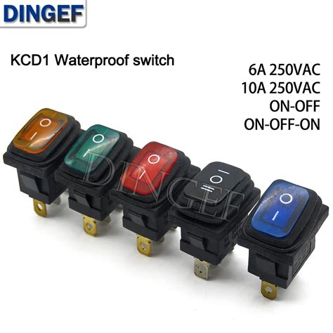 Водонепроницаемый переключатель DNIGEF KCD1 красный | AliExpress