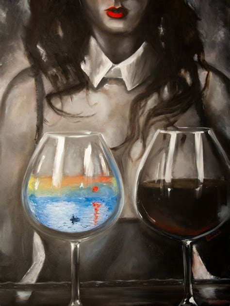 One Wine Glass Of Impression Painting On Canvas Woman Body Nude Freedom Infinity Body Home