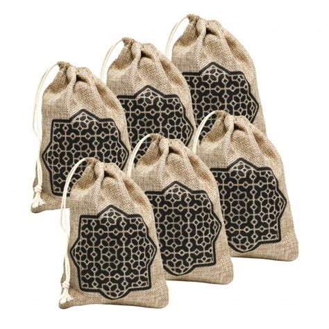 Pack Of Islamic Star Mini Hessian Pull String Cazaar