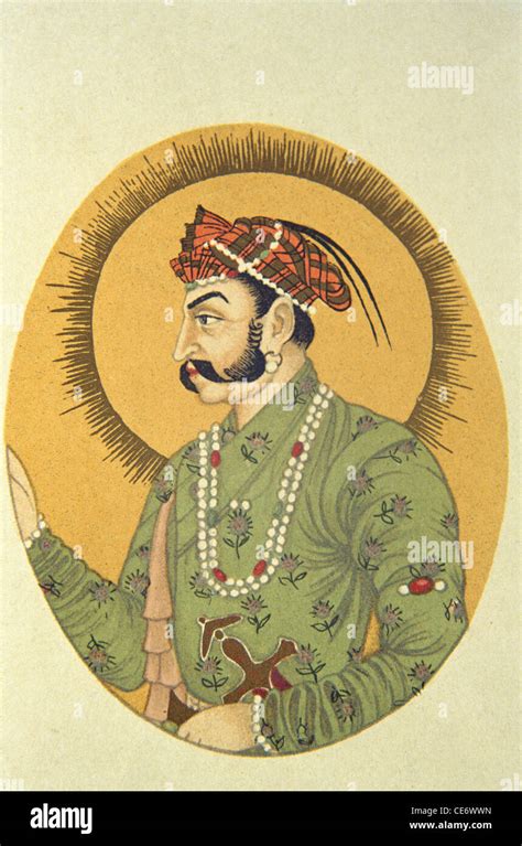 miniature painting portrait  mughal emperor jahangir india stock