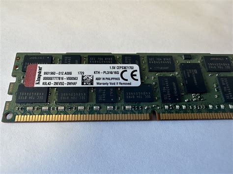 Kingston 16 GB RAM KTH-PL316/16G PC3-12800R 2Rx4 RDIMM ECC DDR3 Server ...