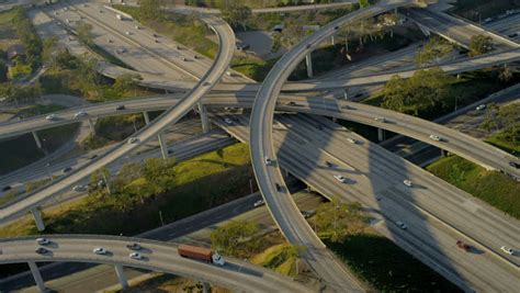 aerial view  town elevated freeway stock footage video  royalty