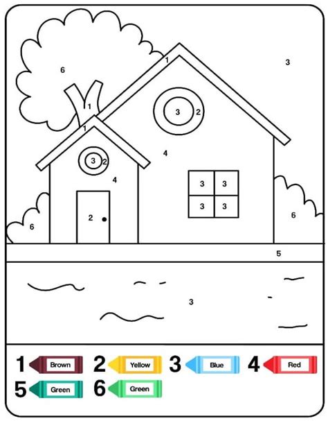 Free house color by number - Download, Print Now!