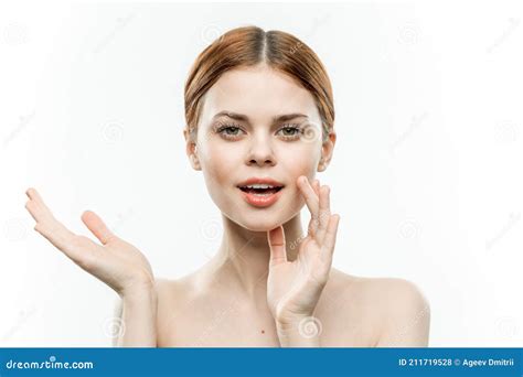 Pretty Woman Naked Shoulders Closed Eyes Clear Skin Femininity Stock Photo Image Of Naked