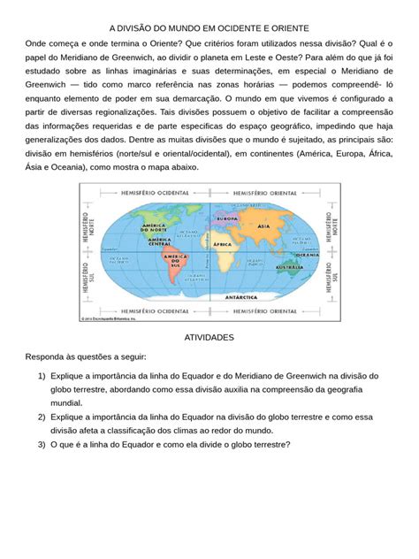 Explique Como Geograficamente O Oriente É Definido - Divisão do Mundo: Oriente e Ocidente | PDF