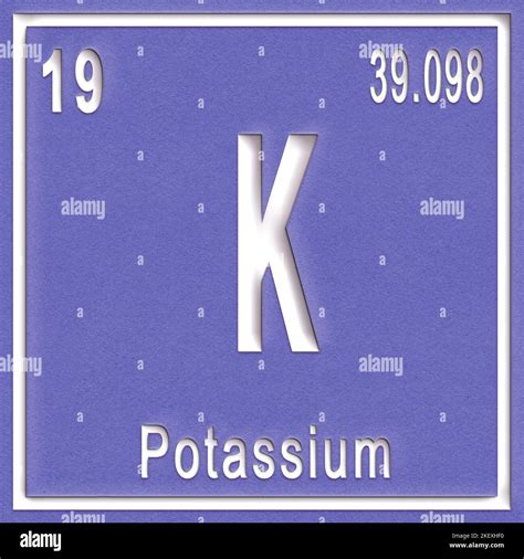 Potassium chemical element, Sign with atomic number and atomic weight ...