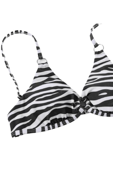 Costum De Baie Dama Party Chili Piese Bikini Imprimeu Zebra Buretei Detasabili