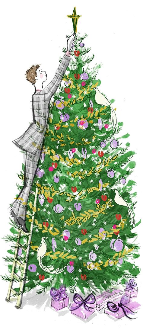 Tree Trimming Christmas Tree Art Christmas Art Christmas Illustration