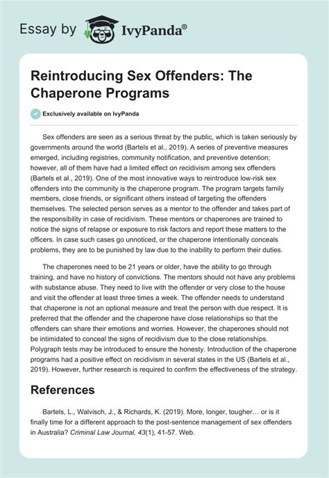 Reintroducing Sex Offenders The Chaperone Programs 316 Words Essay Example