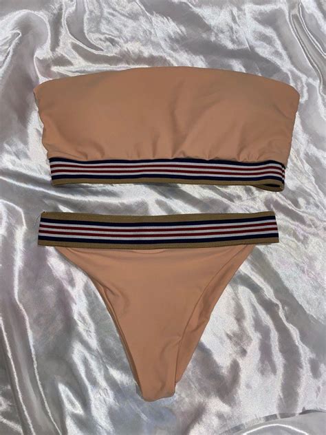 Blush Nude Peach Two Piece Tube Bikini Swimsuit Women S Fashion Swimwear Bikinis Swimsuits