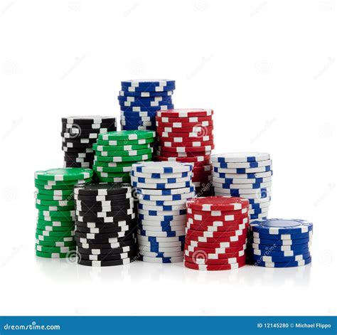 Stacks Of Poker Chips On White Stock Photo - Image: 12145280