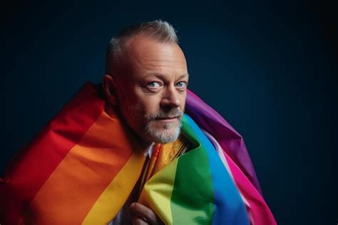 Premium Ai Image Expressive Pride Photo Of A Gay Man With A Rainbow Flag Pride Month