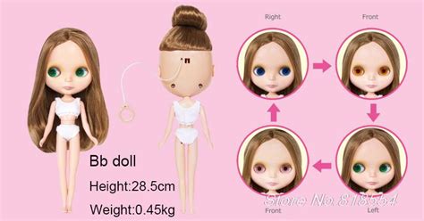 12 Inch Cute DIY Nude Doll Blyth Bjd 1 6 B Female Golden Long Hair With Bangs Big Eyes Doll