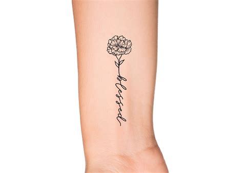 January Birth Month Flower Carnation Temporary Tattoo Birth Flower