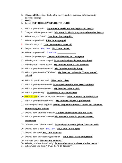 Personal Information Questions 49759 Recuperado Automáticamente Pdf
