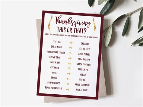 Thanksgiving Dinner Games Printable Games Thanksgiving - Etsy