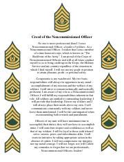 Creed Of The Noncommissioned Officer Printable