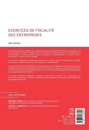 Exercices de fiscalité des entreprises 2023 2024 de Maurice Cozian