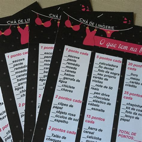 Kit de Brincadeiras Chá de Lingerie Preto e Pink Elo7