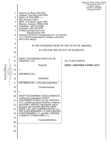 Swift First Amended Complaint vs. dHybrid | PDF