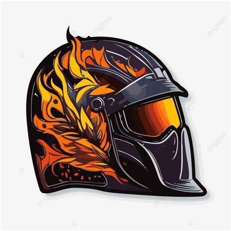 Flames On A Helmet Sticker Clipart Vector, Sticker Design With Cartoon Welding Helmet Isolated ...