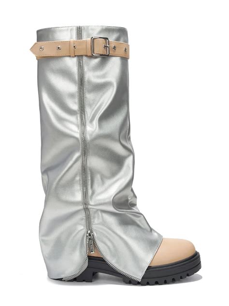 Emmiol Free Shipping Funafuti Platform Fold Over Knee High Boots