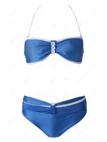 Strapless Button Color Block Bikini Set In SAPPHIRE BLUE ZAFUL 2025