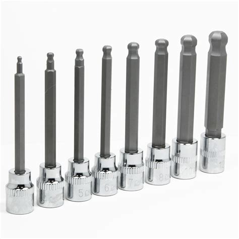 8 PIECE 3 8 DR EXTRA LONG BALL END HEX BITS SOCKET SET Chicane